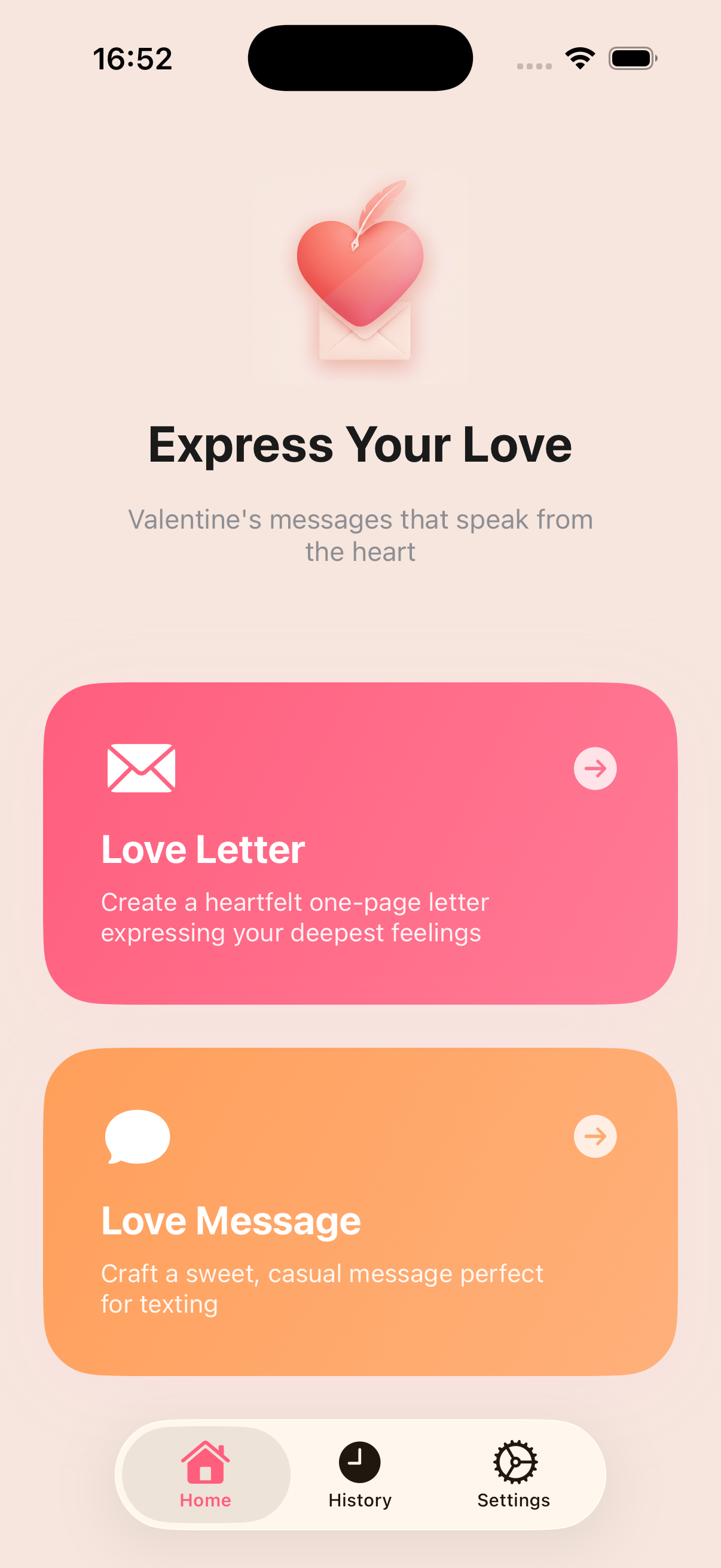 Dear Valentine App Screenshot